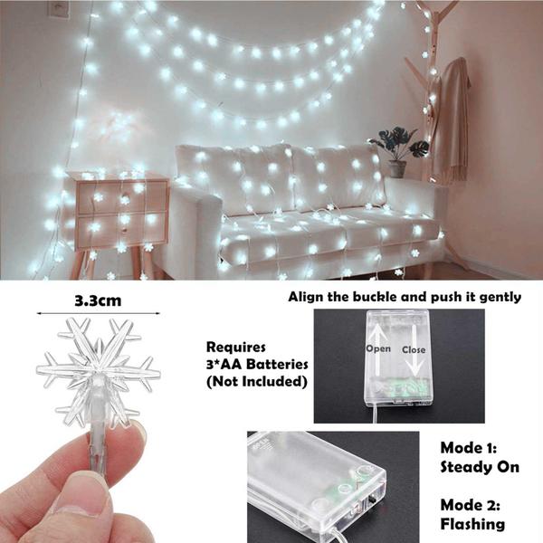 Imagem de String Lights CESOF 40 LED Snowflake de 20 pés operado por bateria