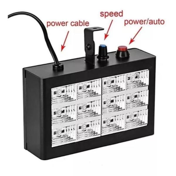 Imagem de Strobo 12 Leds 12w Room Sensor Rítmico Luz Branca Automático RO-69