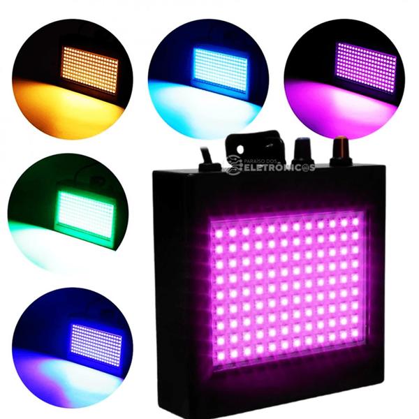 Imagem de Strobo Colorido Efeito de Luzes Flash Estroboscópico Com 108 LEDs e 25w TB1230