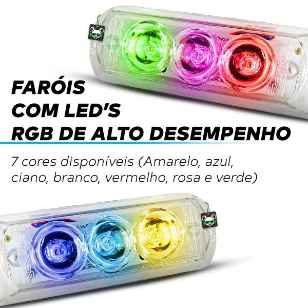 Imagem de Strobo Led 2 Faróis Rgb Forte Potente Zendel Luz Automotivo