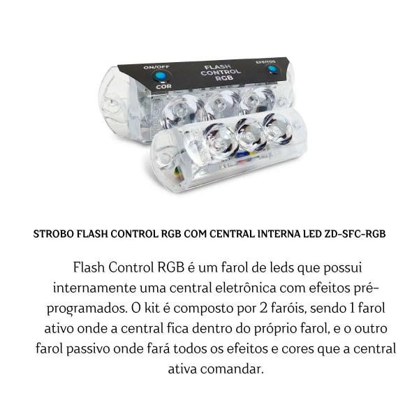 Imagem de Strobo Led 2 Faróis Rgb Ultra Forte Zendel Zd Sfc Automotivo