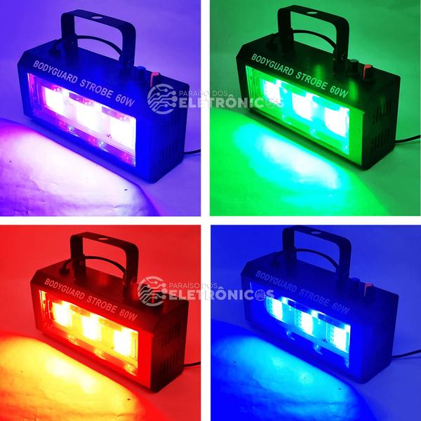 Imagem de Strobo RGB Ajustavel Com Sensor Batida do Som e Controle Remoto  Flash Para Festa - 1948812