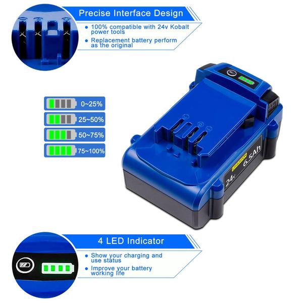 Imagem de Substituição de íon de lítio da bateria DTK 24V 6.5Ah para Kobalt