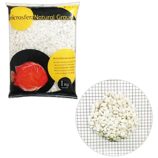 Imagem de Substrato Soma Natural Gravel Pebble White 1Kg 3-5mm Branco