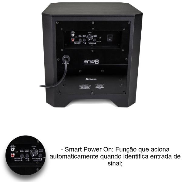 Imagem de Subwoofer Ativo RD SW8 100W RMS Bass Reflex Classe AB Bivolt Automático Preto Frahm - 31308