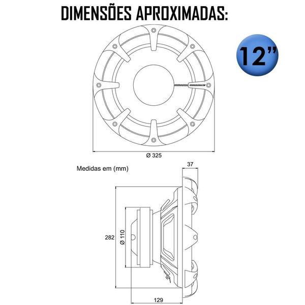 Imagem de Subwoofer Class 12 Polegadas Hurricane 250W Rms Telado