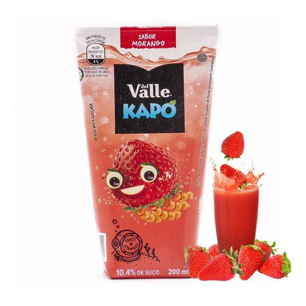 Suco de Morango Kapo Del Valle 200ml kit com 6 unidades Imagem de Suco de Morango Kapo Del Valle 200ml kit com 6 unidades