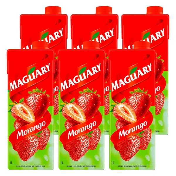 Suco Maguary Néctar de Morango 1l 6 Unidades Imagem de Suco Maguary Néctar de Morango 1l 6 Unidades