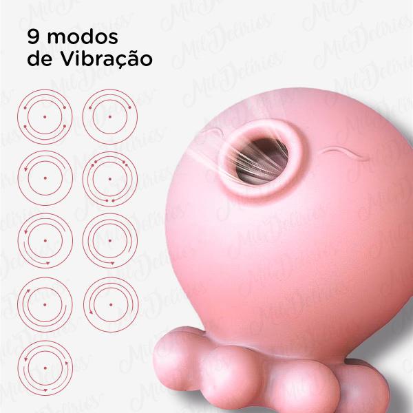 Imagem de Sugador Clitóris 9 Sucções Kiss Baby Recarregável Potente Estimulador Clitoriano com Pulsação Porquinho Macio