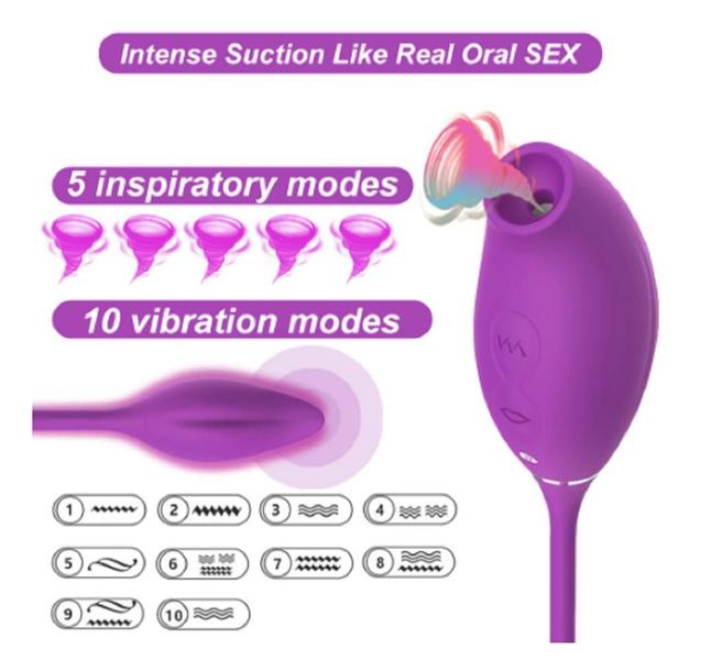 Imagem de Sugador de Clitóris e Vibrador Feminino Snake 10 Velocidades Super Potente EMBALAGEM DISCRETA