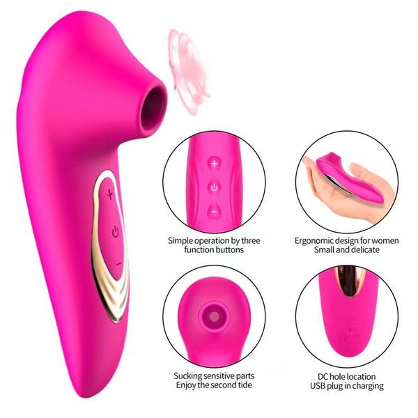 Imagem de Sugador de Clitóris Recarregável Vibrador Feminino Rosa Estimulador Clitorniano Sex shop