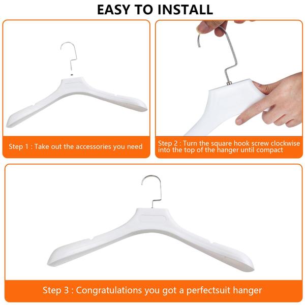 Imagem de Suit Hangers DEDU para homens, pacote com 20, extra largos, antiderrapantes, brancos