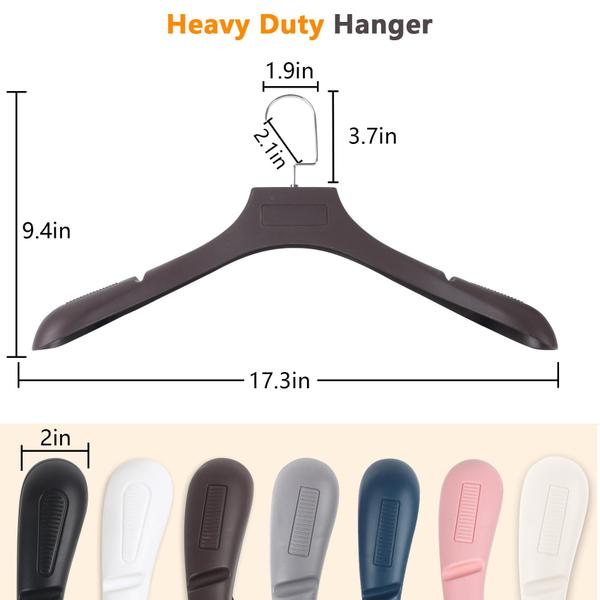 Imagem de Suit Hangers DEDU para homens, pacote com 20 unidades, extra largas, antiderrapantes, marrons