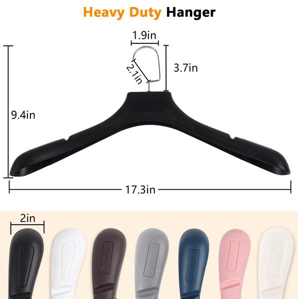 Imagem de Suit Hangers DEDU para homens, pacote com 20 unidades, extra largas, antiderrapantes, pretas