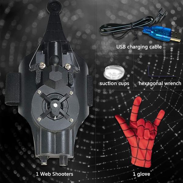 Imagem de SUIZU Web Shooters, lançador Spider Silk para crianças  carregamento USB, lançador de cordas  pode pegar objetos pequenos (preto)