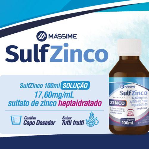 Imagem de Sulfzinco - Sulfato De Zinco 17,60mg em Solução Oral - 100ml - Mássime 