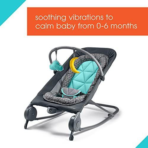 Imagem de Summer 2-em-1 Bouncer & Rocker Duo (Cinza e Teal) Rocker e Bouncer conveniente e portátil para bebês inclui brinquedos macios e vibrações calmantes