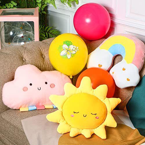 Imagem de Sun Rainbow Cloud Moon Star Pillow 3 Pcs Shaped Pillows Decorative Kids Cute Nursery Pillow Cloud Rainbow Moon Star Soft Decor Stuffed Pillow for Youth Bedroom Decorações (Arco arco- íris, nuvem, sol)