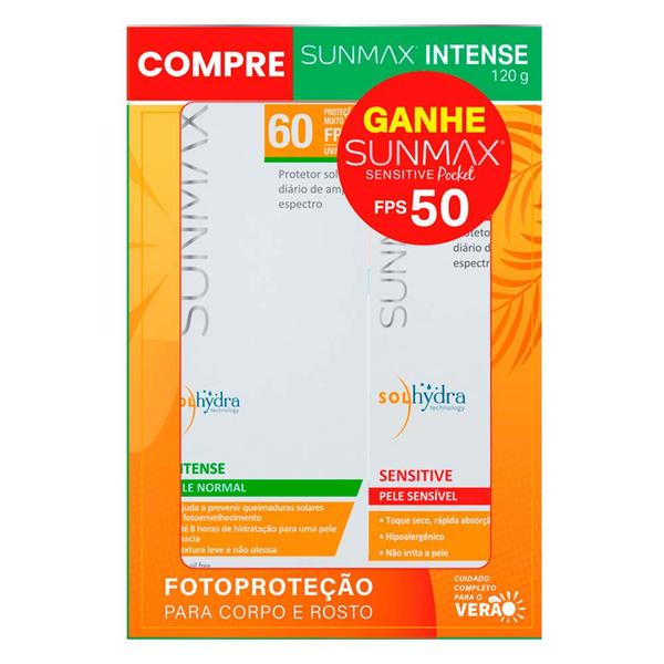 Sunmax Kit - Protetor Solar Facial Intense FPS60 + Sensitive FPS50 Sunmax Kit - Protetor Solar Facial Intense FPS60 + Sensitive FPS50