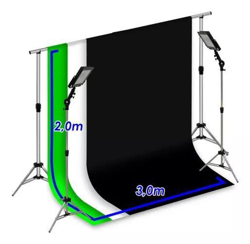 Imagem de Sup Fundo Infinito + 2 Tripés Com Holofote + 3 Tecidos 3X2