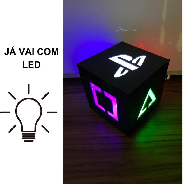 Imagem de SUPER Abajur PLAY V2 CUBO de mesa LED Gamer Geek Acrílico Símbolos