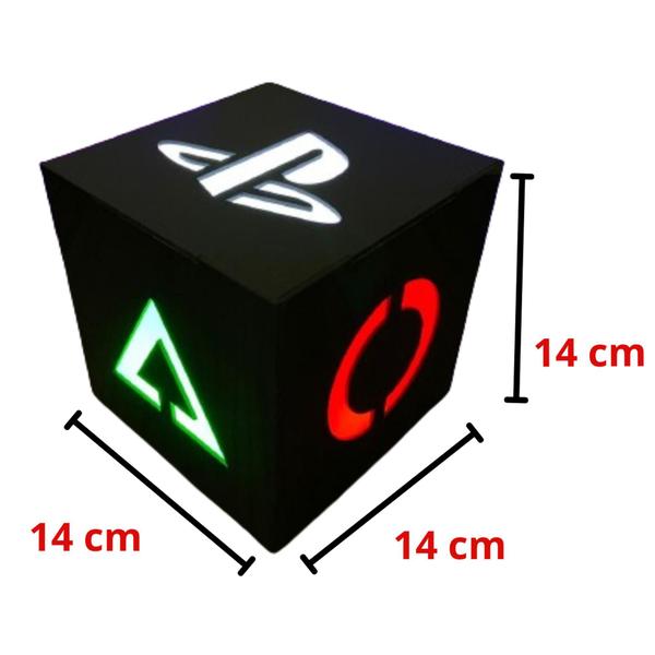 Imagem de SUPER Abajur PLAY V2 CUBO de mesa LED Gamer Geek Acrílico Símbolos