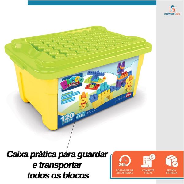 Imagem de Super Caixa Divertida 2 Kit De Blocos De Montar Com 120 Peças Brinquedo Educativo Infantil Mk170 - Dismat