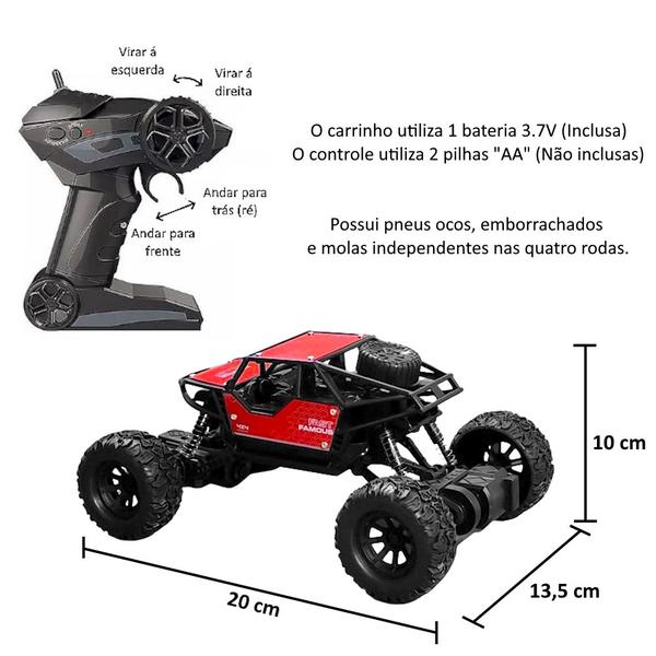 Imagem de Super Carrinho de Controle Jeep Off Road com Liga de Metal Big Foot Recarregável