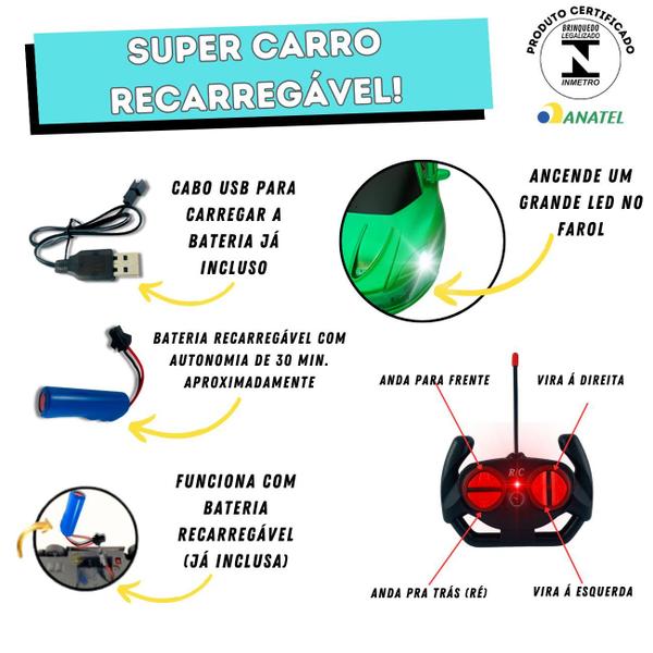 Imagem de Super Carro De Corrida Veloz Recarregável Com Controle Remoto - Encare essa Aventura