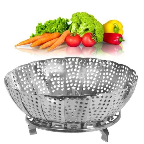 Imagem de Super Cesto Cozimento Vapor Legumes Verduras 22Cm Aço Inox