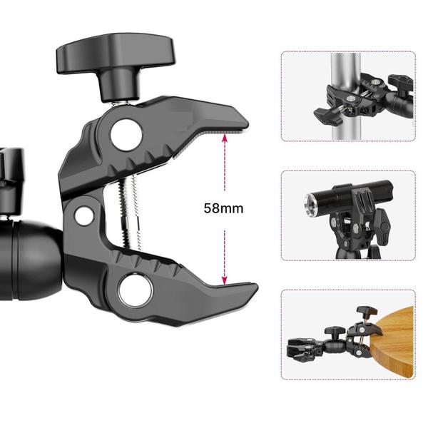 Imagem de Super Clamp Duplo P/Tripé Suporte Iluminação Studio,Gimbal