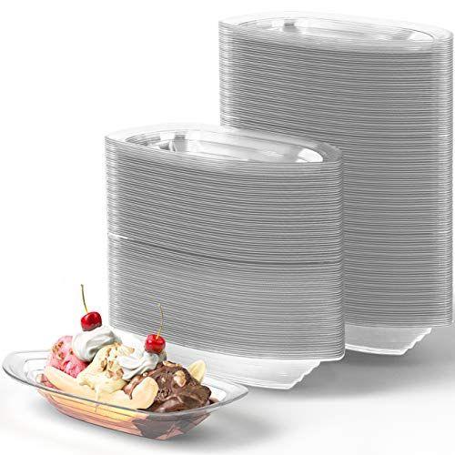 Imagem de Super Diversão, Banana Split Boats Reciclável 250 Pack. Melhor tigela de sorvete descartável de 12 oz sundae. Copos de domingo de plástico perfeitos para uma festa de aniversário social ou infantil. Grande Barco Claro para Carnavais