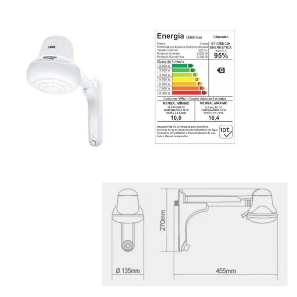 Imagem de Super Ducha Eletrônica Blindada 220V 4500W - Fame