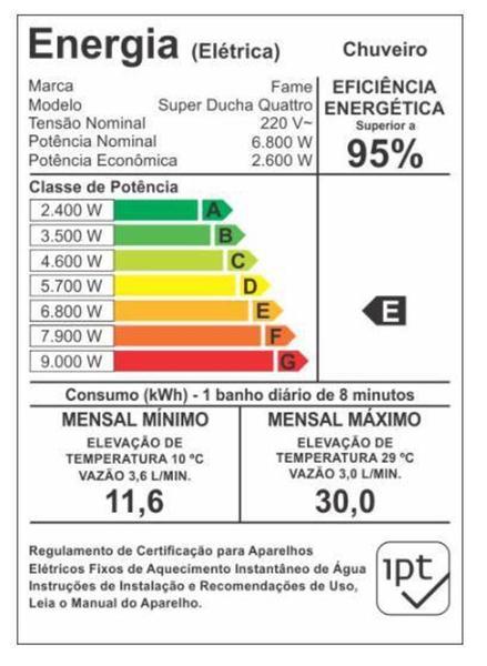 Imagem de Super Ducha Quattro 4 Temperaturas com Cano Branca 220V 6800W Fame