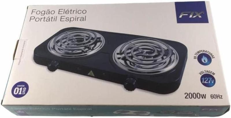 Imagem de Super Fogão Elétrico 2 Bocas Espiral 110V Portátil 2000W