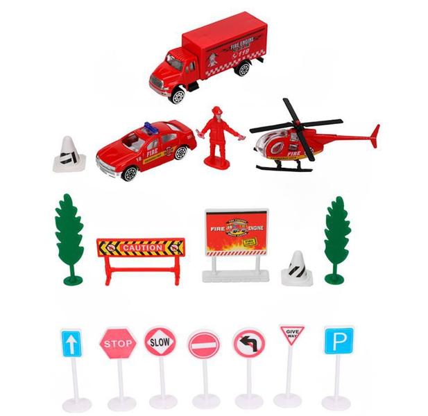 Imagem de Super Kit Bombeiros Metal 18 Peças - Etitoys