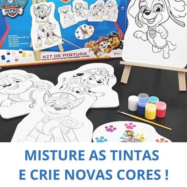 Imagem de Super Kit Pintura Da Patrulha Canina Paw Patrol Educativo Infantil Em Madeira Para Pequenos Artistas