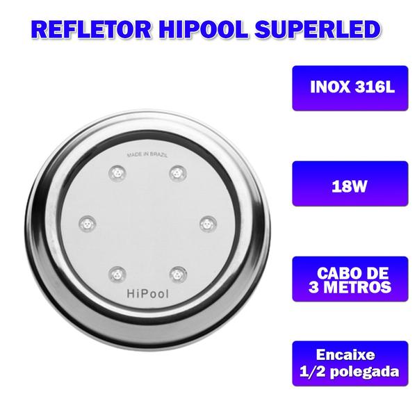 Imagem de Super Led De Inox Para Piscinas 6 Luzes Rgb 18w Alvenaria