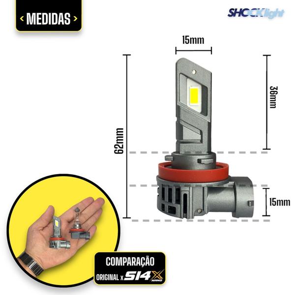 Imagem de Super Led Farol E Milha S14x Nano H8 H9 H11 H16-2 Shocklight