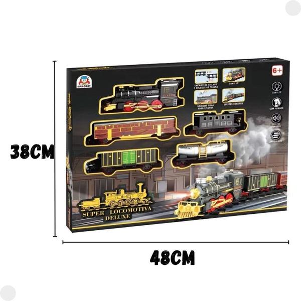 Imagem de Super Locomotiva Deluxe C/ Fumaça, Luz e Sons 8006 - BRASKIT