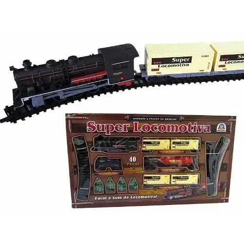 Super Locomotiva Luz Com Som 40 Pçs Trenzinho Braskit Imagem de Super Locomotiva Luz Com Som 40 Pçs Trenzinho Braskit