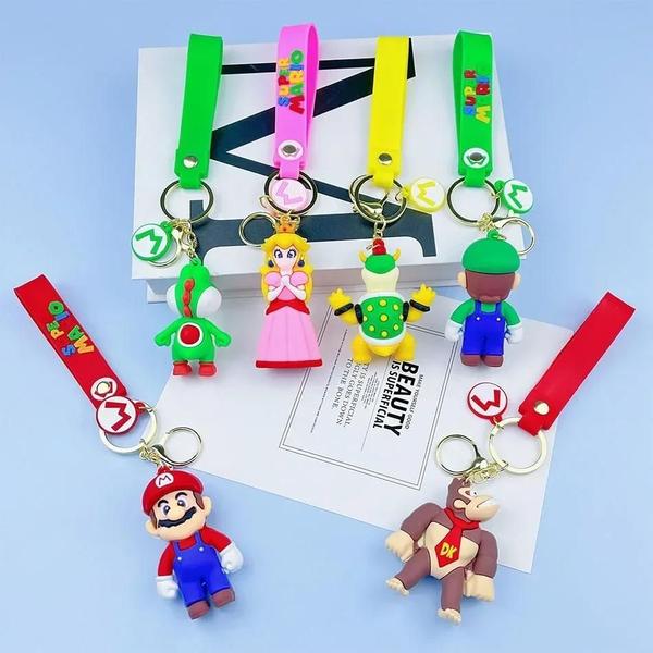 Imagem de Super Mario Bros Chaveiro Conjunto 24 Pçs Bonito Personagem Dos Desenhos Animados Figura De Ação