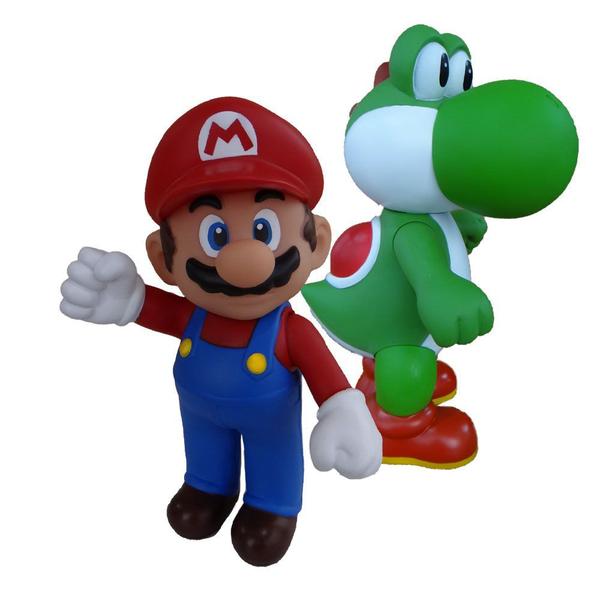 Imagem de Super Mario e Yoshi - kit 2 bonecos grandes