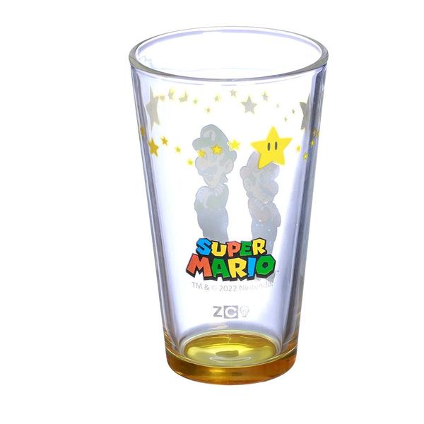 Imagem de Super Mario Kit Copo De Vidro 500ml + Cofre Metal Oficial Nintendo