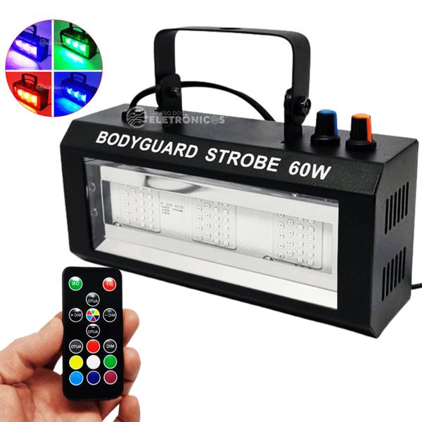 Imagem de Super Strobo RGB 60W Canhão Refletor Com Controle 3 LEDs Efeito Flash Para Festa - 1948812