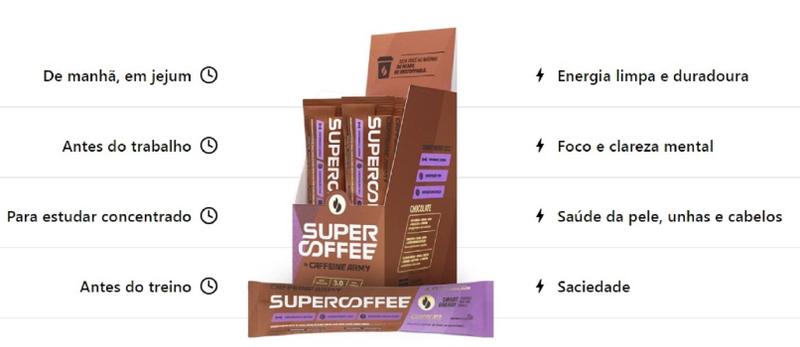 Imagem de Supercoffee 3.0 com 05 Sachês de 10g  Todos os Sabores  Caffeine Army