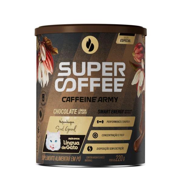 Imagem de SuperCoffee Café Energia Caffeine Army Lingua de Gato 220g Chocolate Pré-Treino Energia