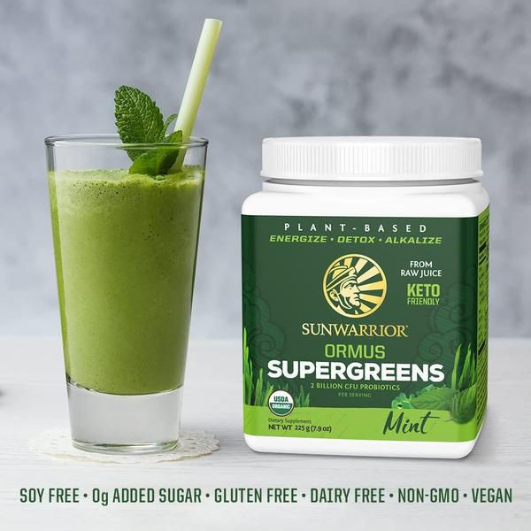 Imagem de Supergreens em pó Sunwarrior Vegan Organic Mint 45 porções