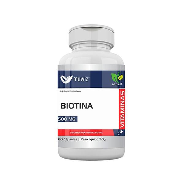 Imagem de Suplemente Biotina 500 Mg 60 Cápsulas Muwiz 2 Potes