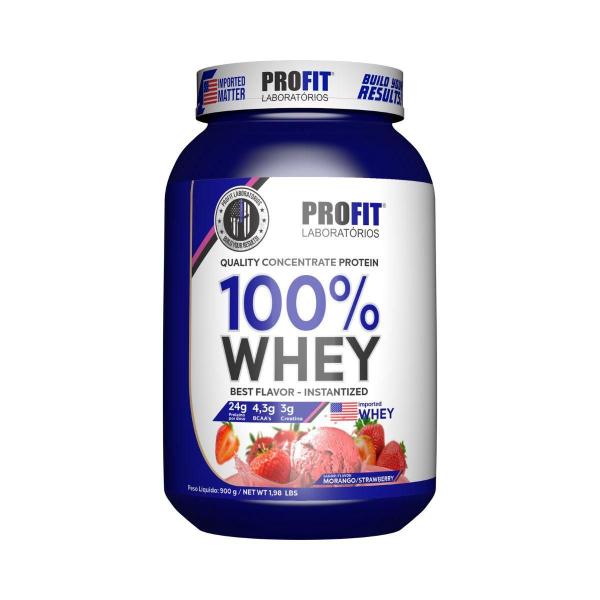 Imagem de Suplemento 100% Whey Concentrate Morango 900G Profit